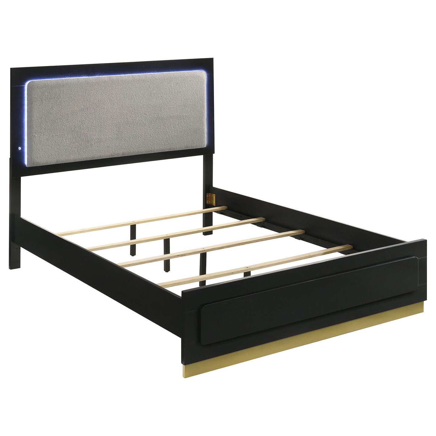 winslow wood eastern king led panel bed black