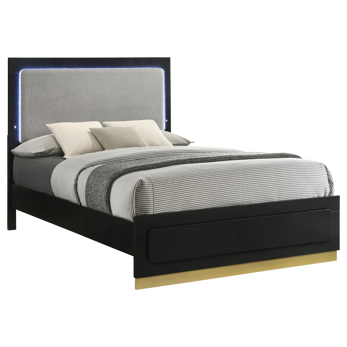 winslow wood eastern king led panel bed black