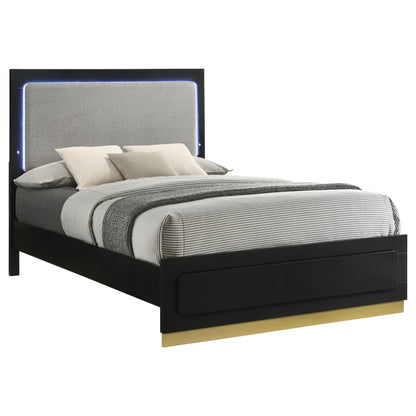 Winslow Wood Eastern King LED Panel Bed Black