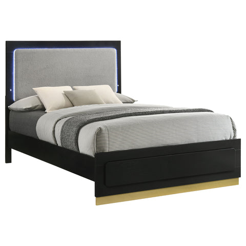 Callie Wood Eastern King LED Panel Bed BlackBlack