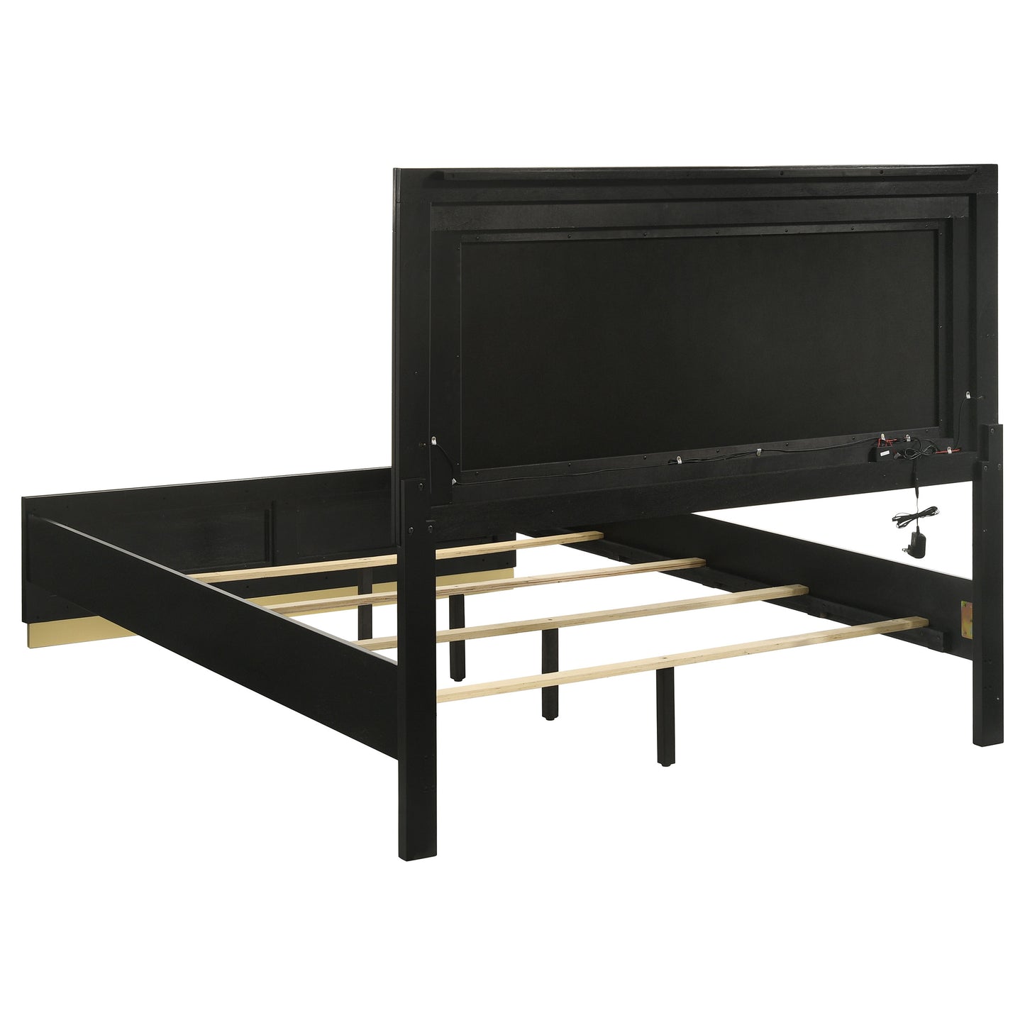 winslow wood eastern king led panel bed black