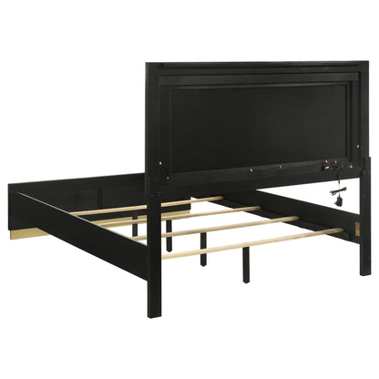 Winslow Wood Eastern King LED Panel Bed Black