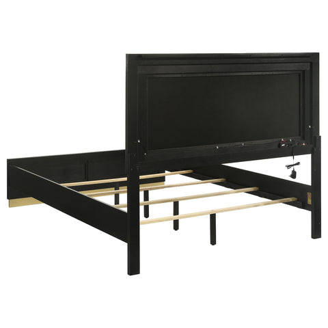 Callie Wood Eastern King LED Panel Bed BlackBlack