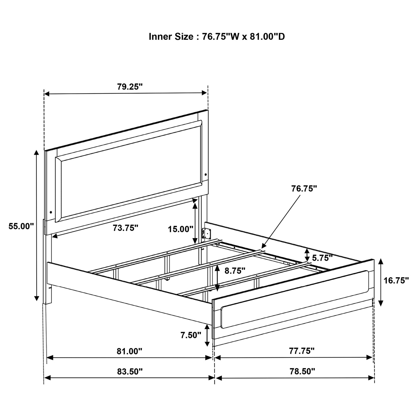 winslow wood eastern king led panel bed black