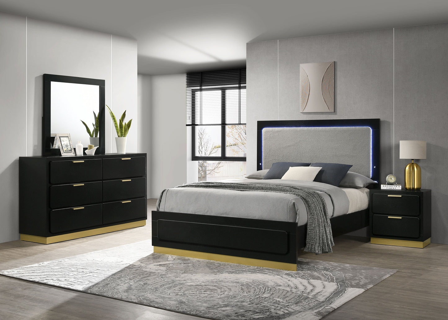 callie 4-piece queen bedroom set blackblack