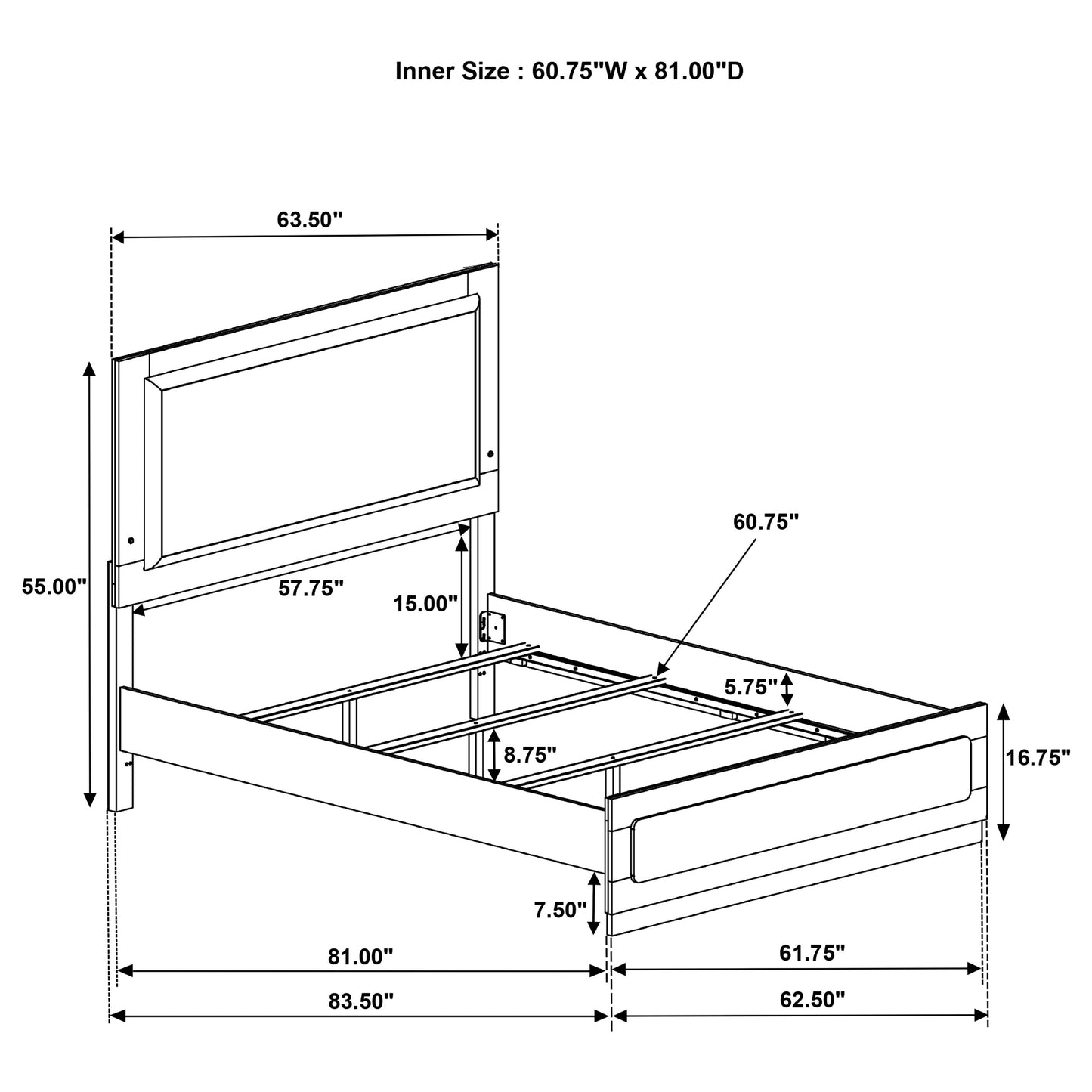 winslow wood queen led panel bed black