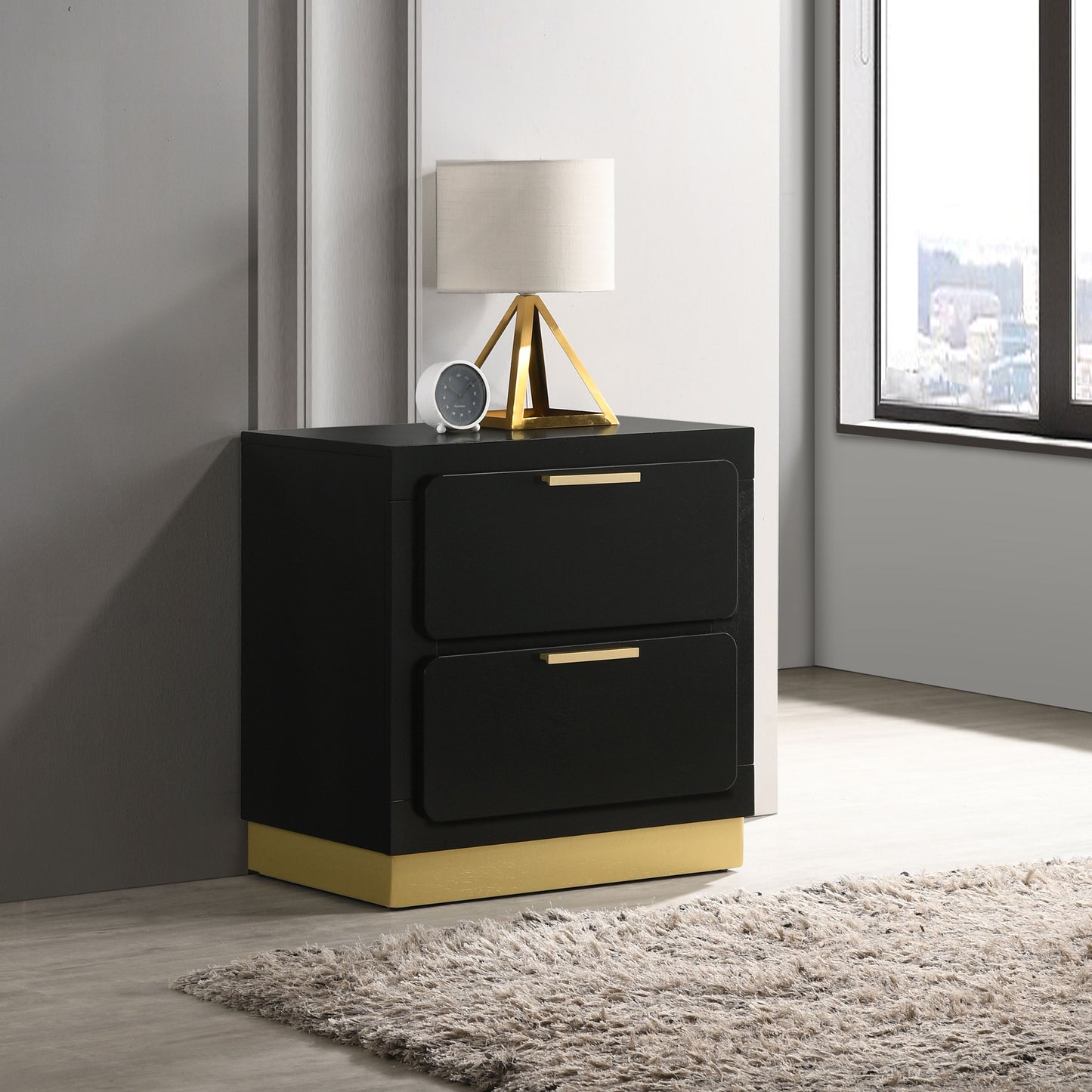 winslow 2-drawer nightstand black