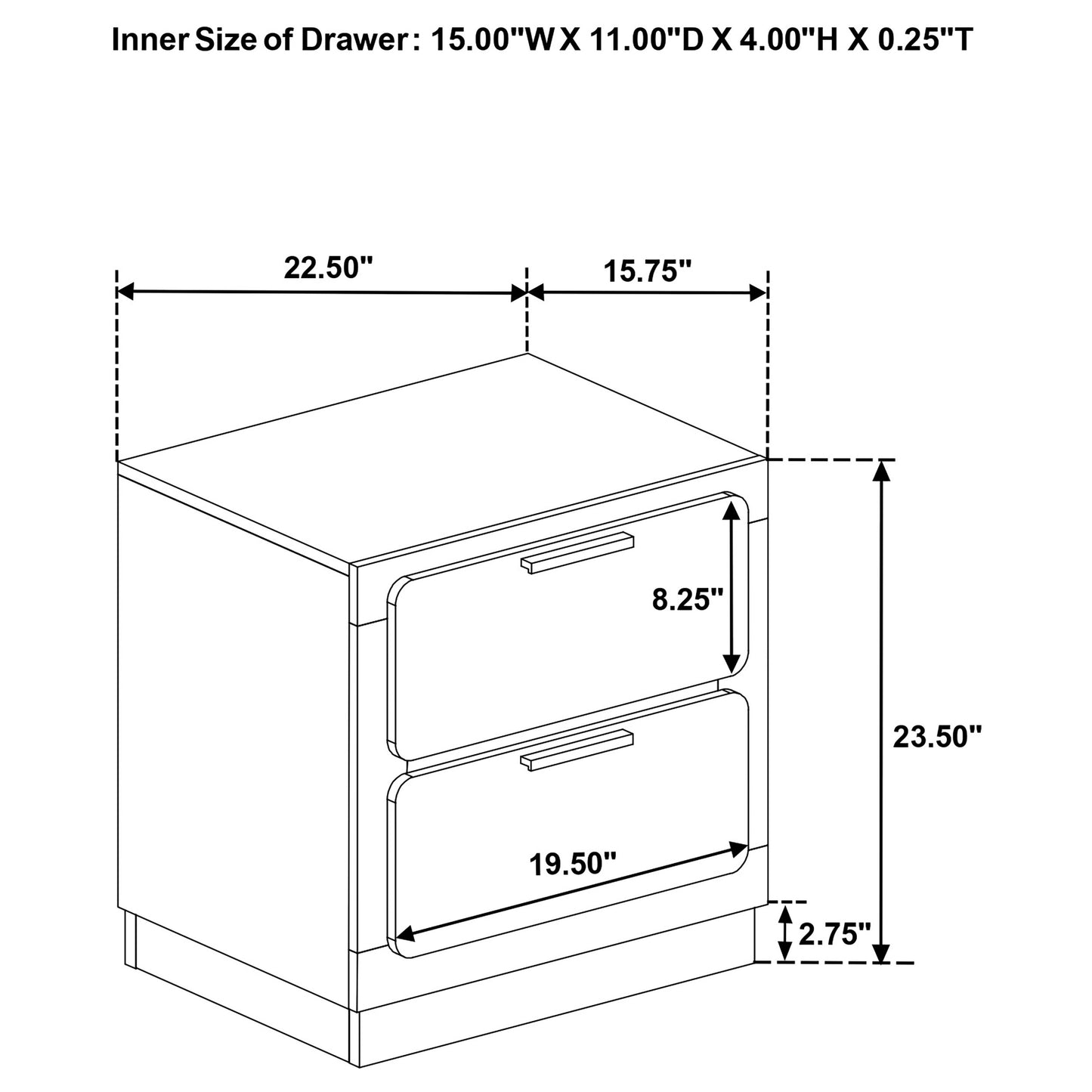 winslow 2-drawer nightstand black