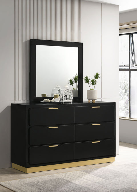 Callie 6-drawer Dresser with Mirror BlackBlack