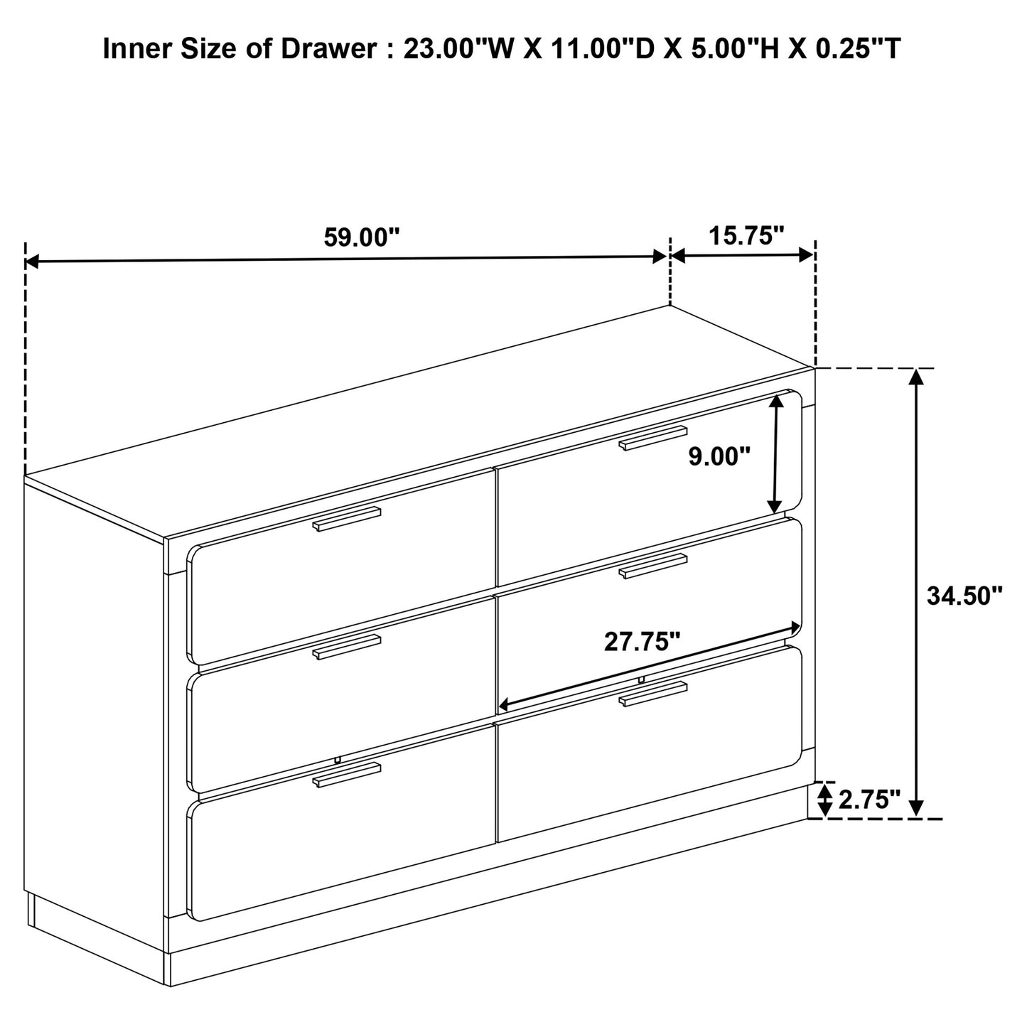 winslow 6-drawer dresser black