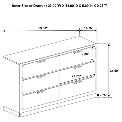 Winslow 6-drawer Dresser Black