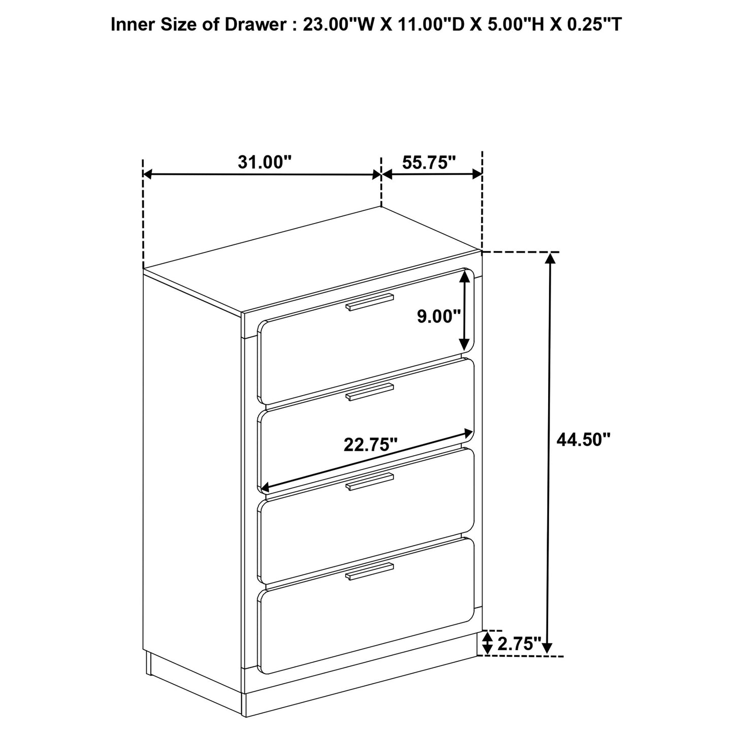 winslow 4-drawer bedroom chest black