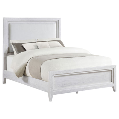 Gunnison Eastern King LED Panel Bed Distressed White