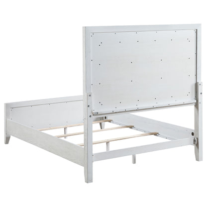 Gunnison Eastern King LED Panel Bed Distressed White