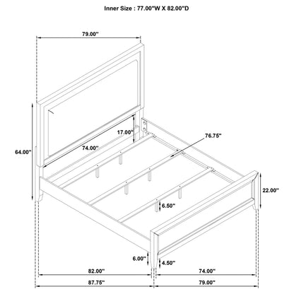 Gunnison Eastern King LED Panel Bed Distressed White