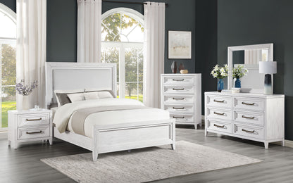 Gunnison Eastern King LED Panel Bed Distressed White