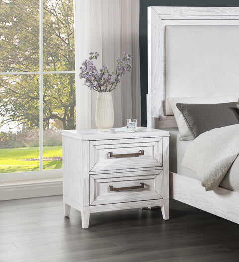 Marie 2-drawer Nightstand Bedside Table Distressed WhiteDistressed White