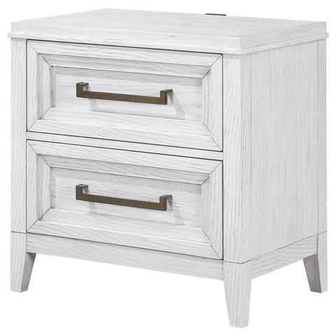 Marie 2-drawer Nightstand Bedside Table Distressed WhiteDistressed White