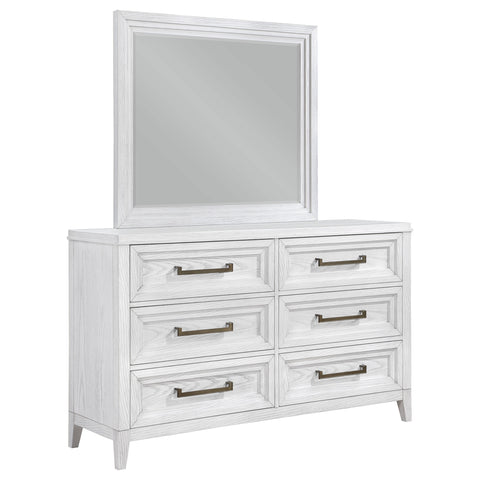 Marie 6-drawer Dresser with Mirror Distressed WhiteDistressed White