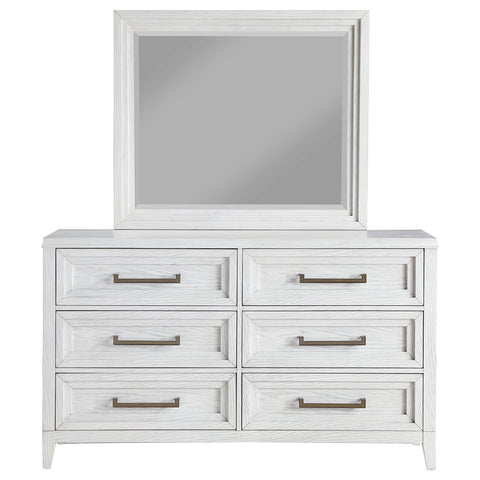 Marie 6-drawer Dresser with Mirror Distressed WhiteDistressed White