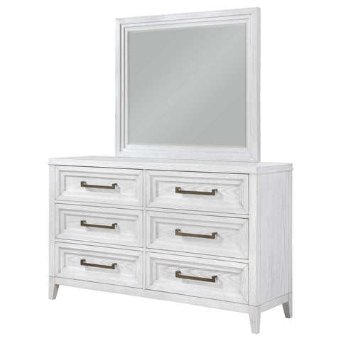 Marie 6-drawer Dresser with Mirror Distressed WhiteDistressed White