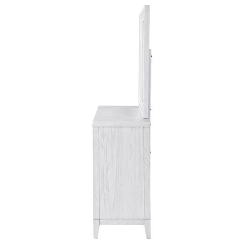 Marie 6-drawer Dresser with Mirror Distressed WhiteDistressed White