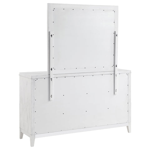Marie 6-drawer Dresser with Mirror Distressed WhiteDistressed White