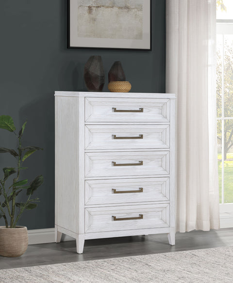 Marie 5-drawer Bedroom Chest Distressed WhiteDistressed White