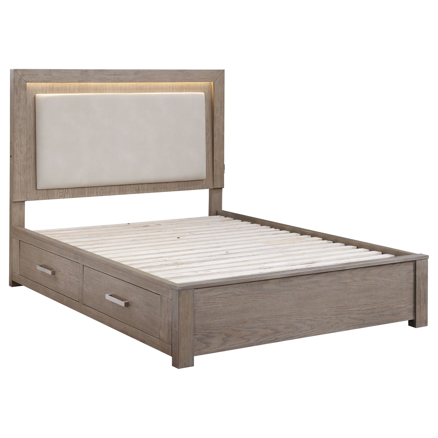 risley 56-inch eastern king led storage bed barley brown