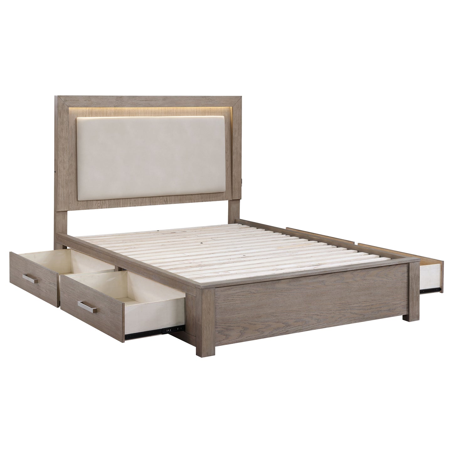 risley 56-inch eastern king led storage bed barley brown