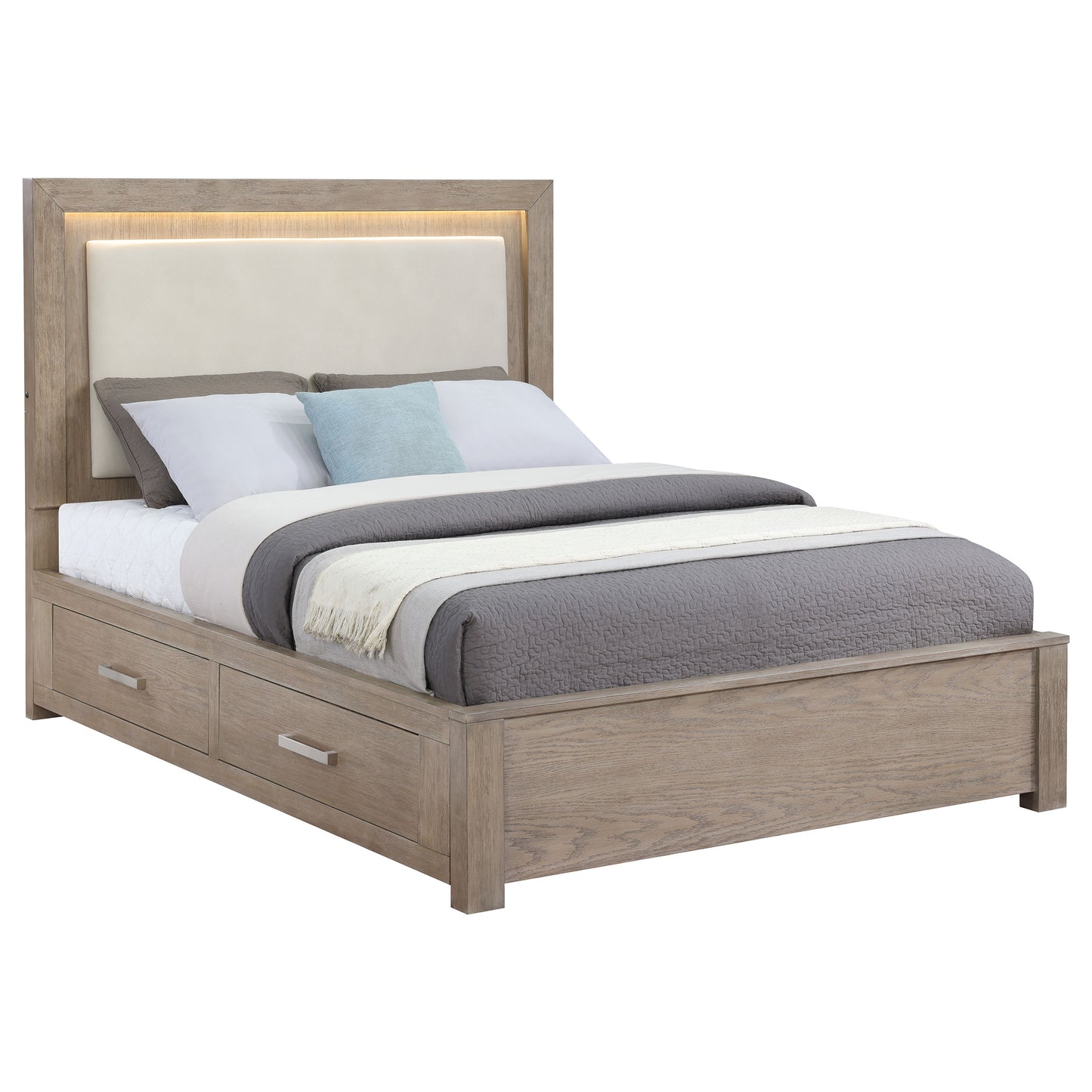 risley 56-inch eastern king led storage bed barley brown