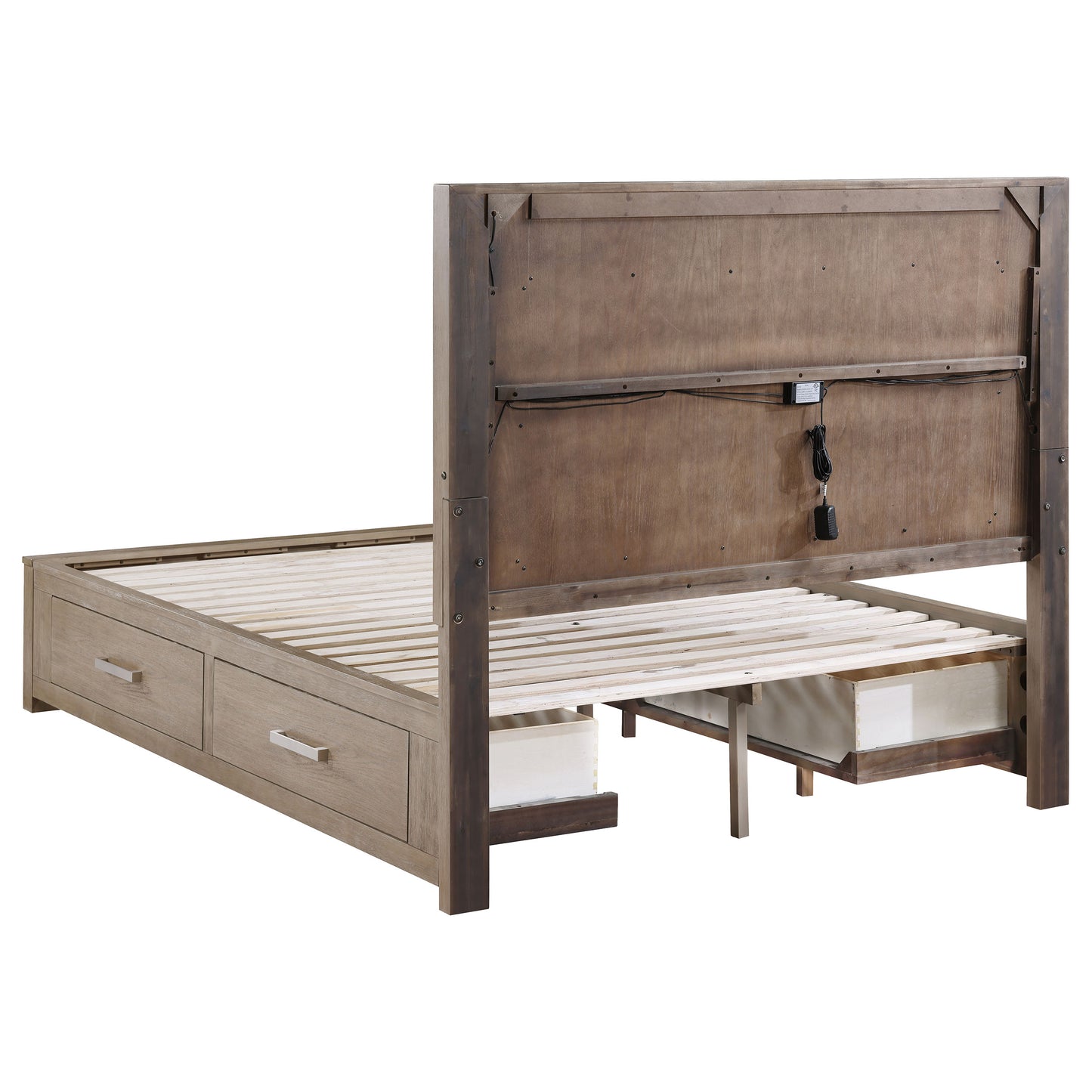 risley 56-inch eastern king led storage bed barley brown