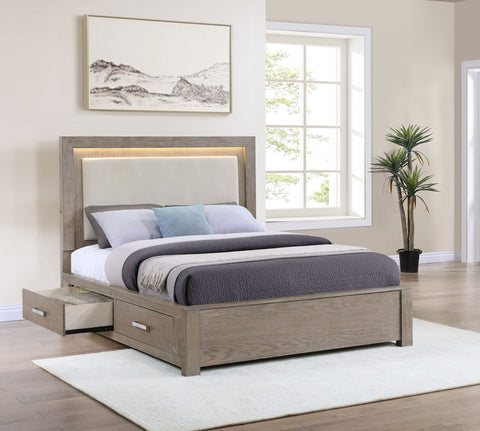 Cruiser 56-inch California King LED Storage Bed Barley BrownBarley Brown