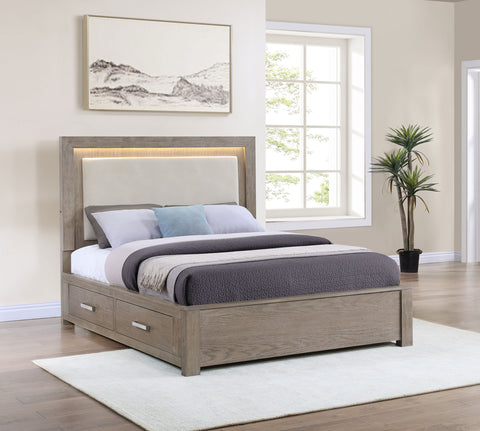 Cruiser 56-inch Queen LED Storage Bed Barley BrownBarley Brown