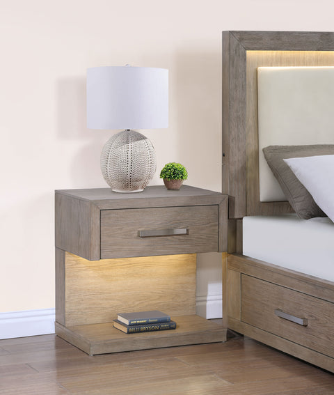 Cruiser 1-drawer Nightstand Bedside Table Barley BrownBarley Brown