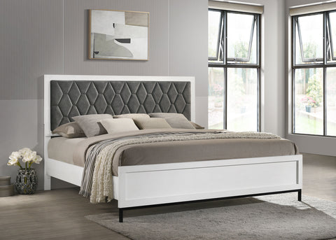 Jones Eastern King Upholstered Panel Bed WhiteWhite