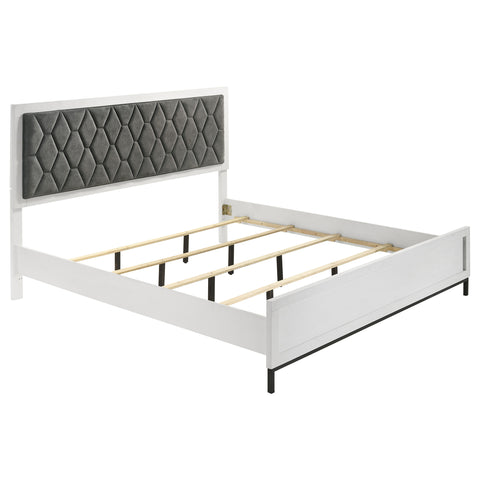 Jones Eastern King Upholstered Panel Bed WhiteWhite
