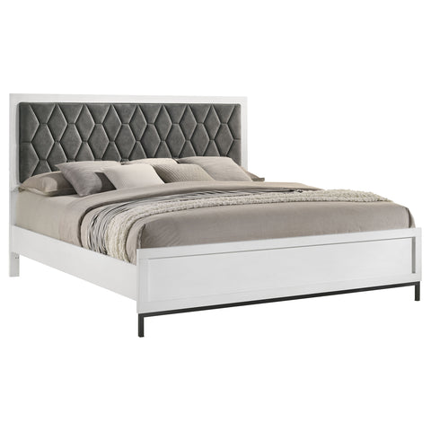 Jones California King Upholstered Panel Bed WhiteWhite