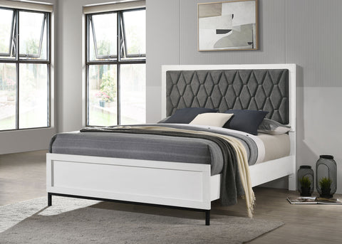 Jones Queen Upholstered Panel Bed WhiteWhite