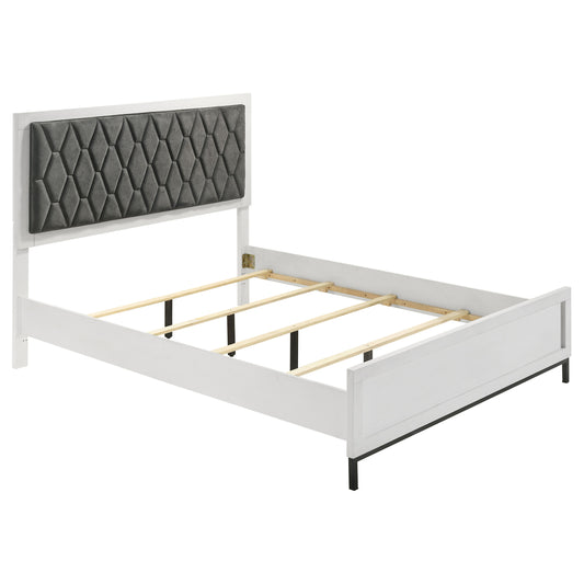 Sidney Queen Upholstered Panel Bed White