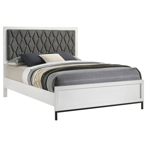 Jones Queen Upholstered Panel Bed WhiteWhite