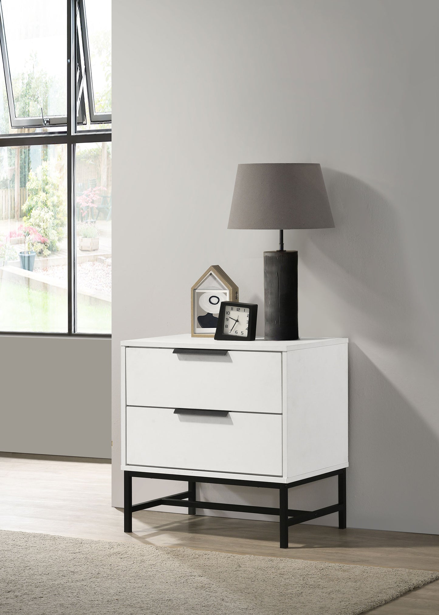 sidney 2-drawer nightstand bedside table white