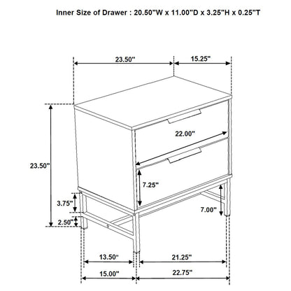 Sidney 2-drawer Nightstand Bedside Table White