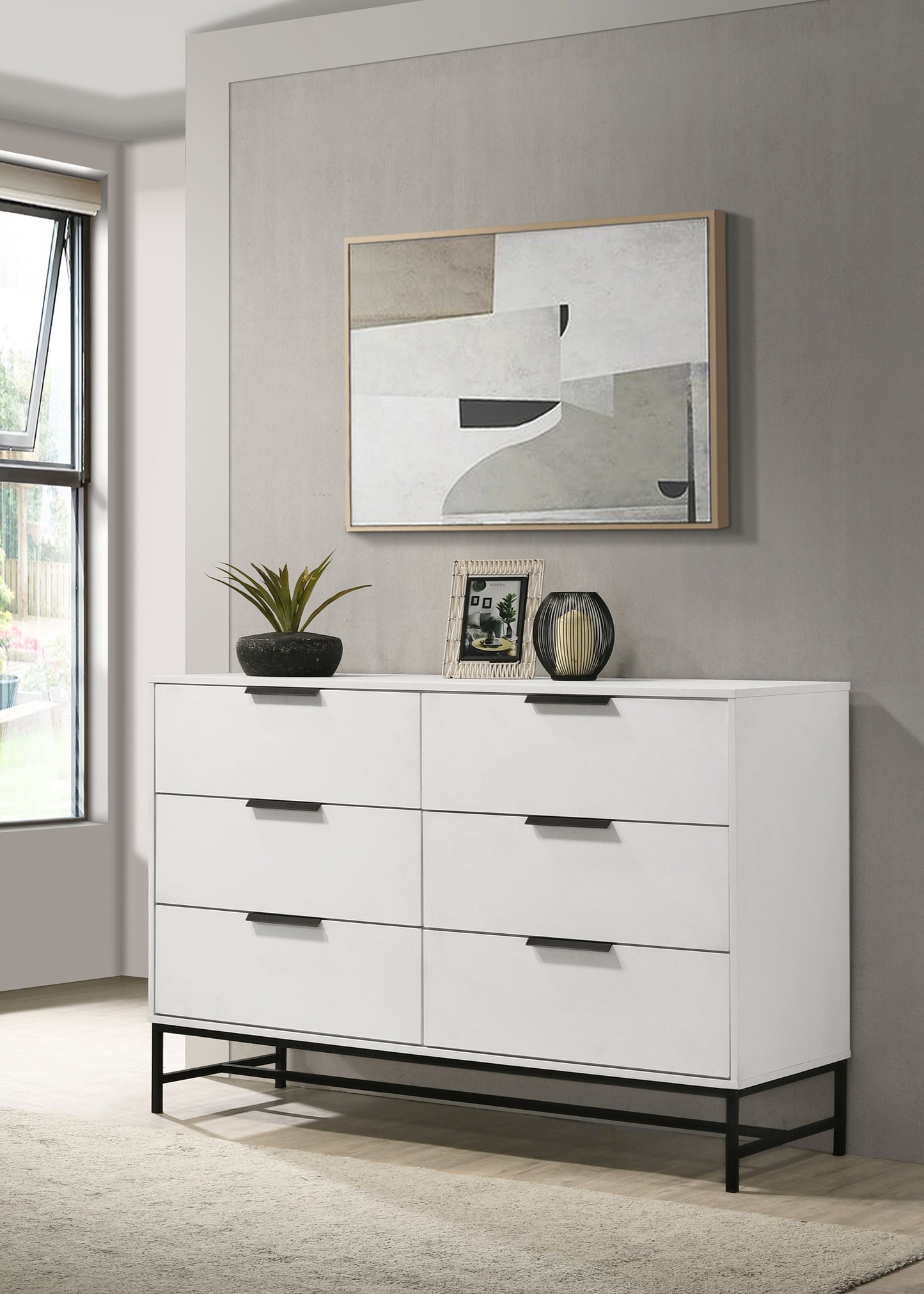 sidney 6-drawer bedroom dresser white