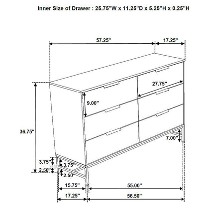 Sidney 6-drawer Bedroom Dresser White