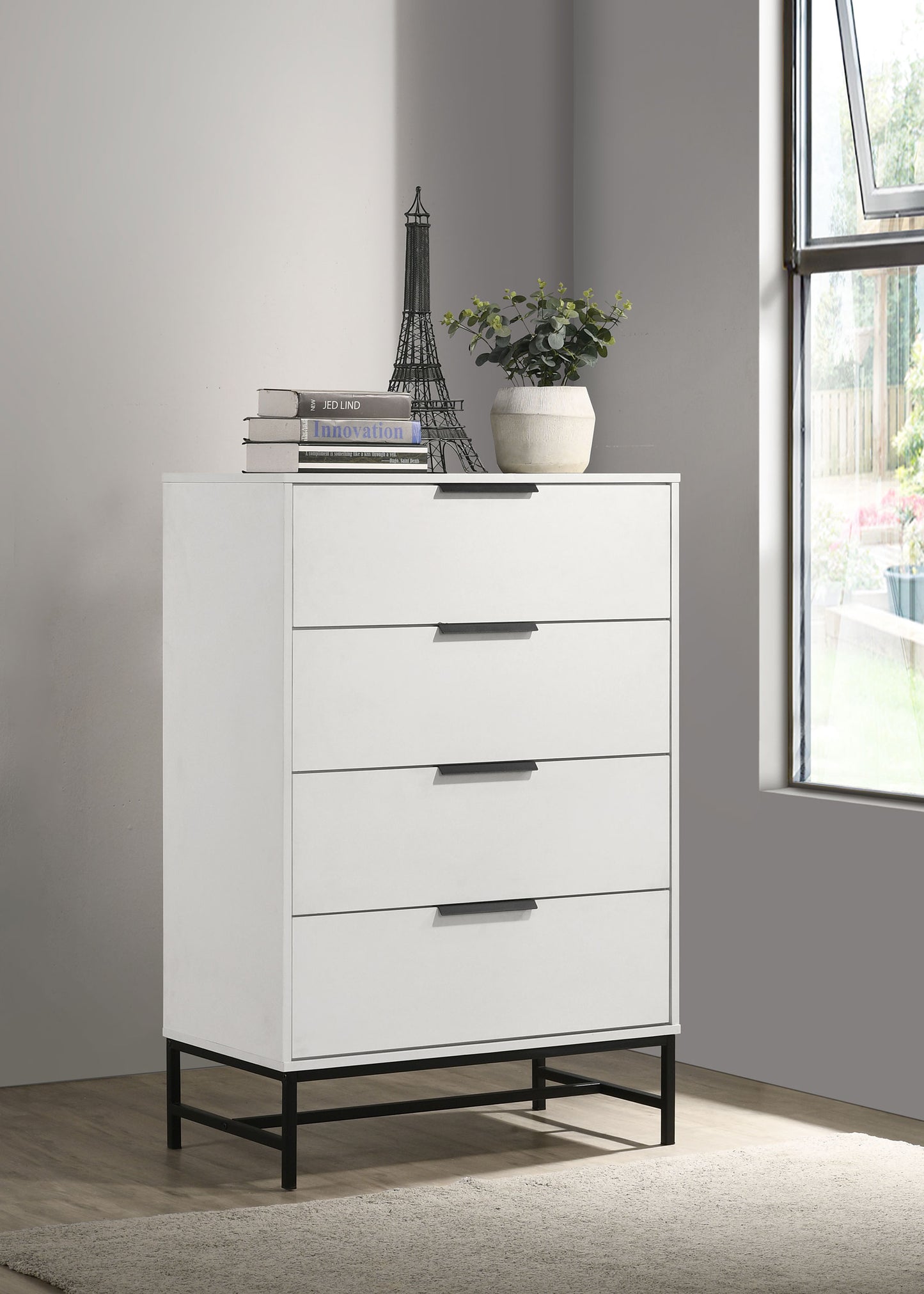 sidney 4-drawer bedroom chest white