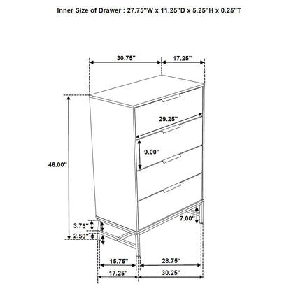 Sidney 4-drawer Bedroom Chest White