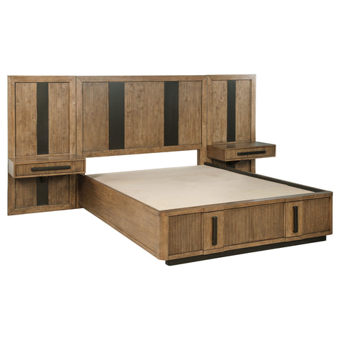 Norwood Eastern King Wall Panel Storage Bed Ash BrownAsh Brown