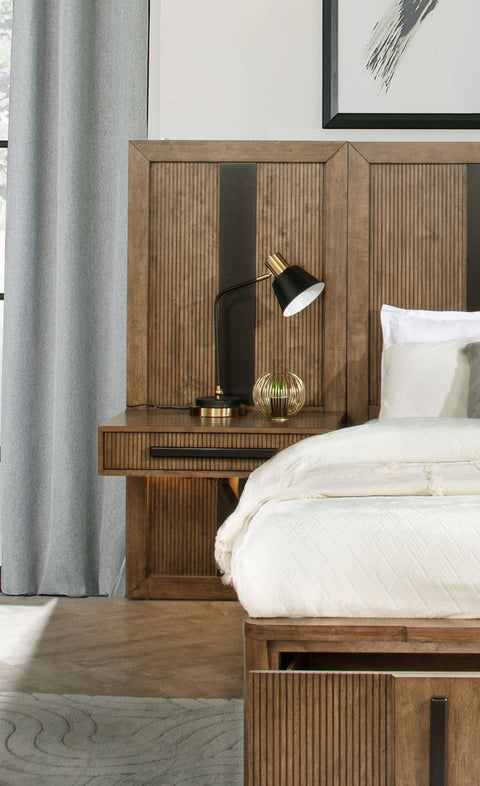 Norwood Eastern King Wall Panel Storage Bed Ash BrownAsh Brown