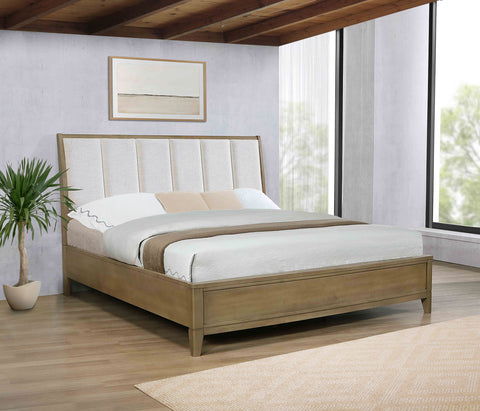 Fultonville Upholstered Eastern King Panel Bed Natural PineNatural Pine